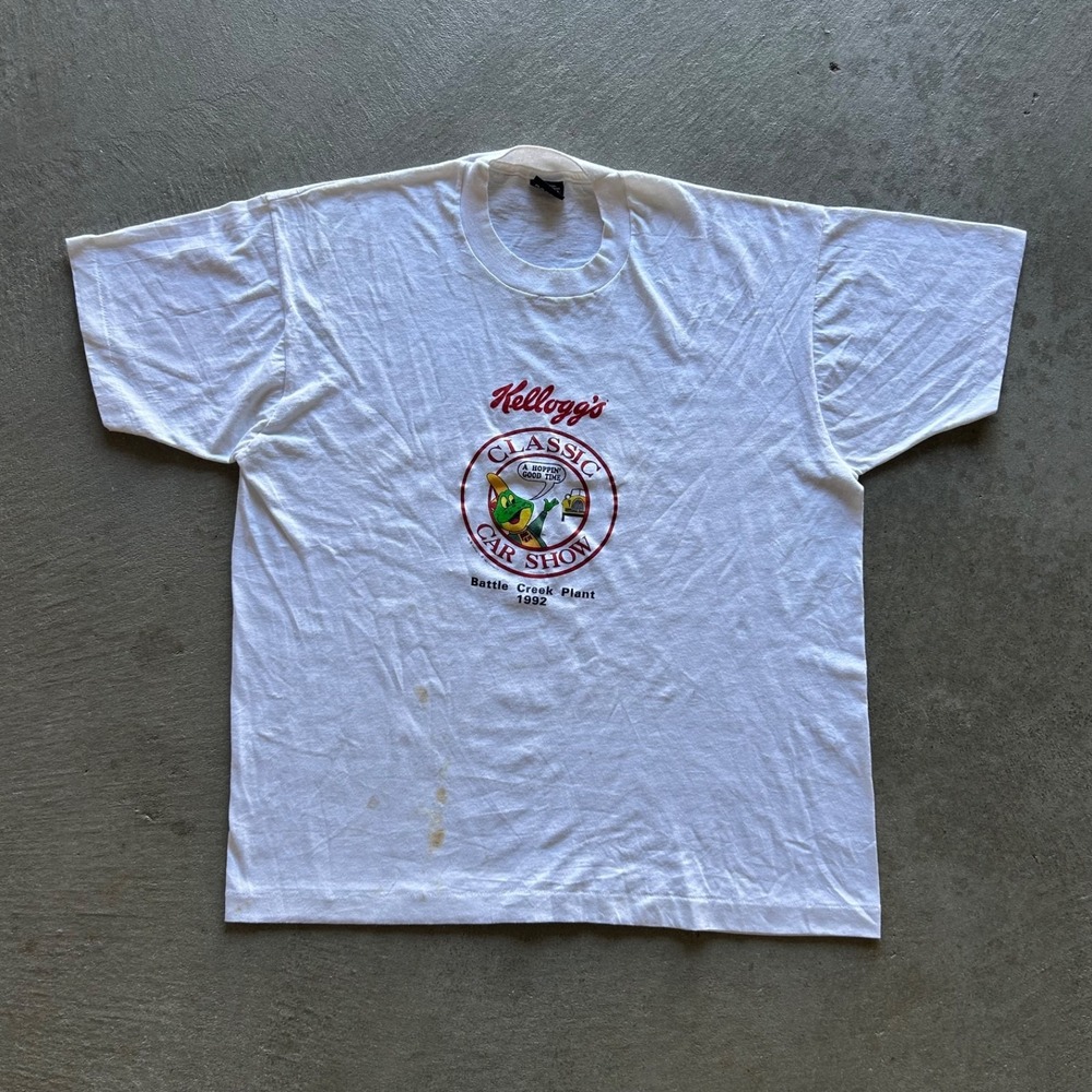 Vintage 90s Kelloggs Classic Car Show Shirt Size XL White 1992 Battle Creek Mi
